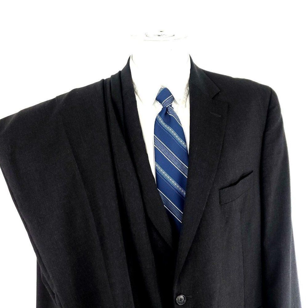 Jack Victor Vogue Ct Wool 2 Button 2 Piece Suit 44l Gray 4231 Flat Front Mid Ri